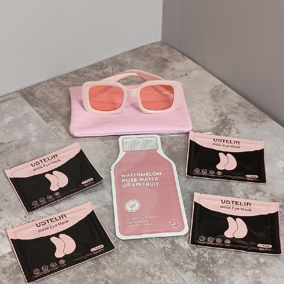 the pink dream Accessories - 🩷 Self Care Bundle Beauty Sunnies Sheet And Under Eye Masks Sunglasses Pink 🩷